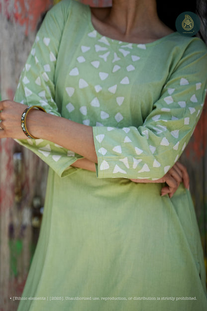 Stitched 2Pc Applique Suit Set - Meher Sage