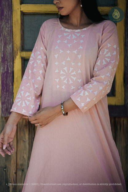Stitched 2Pc Applique Suit Set - Meher Blush