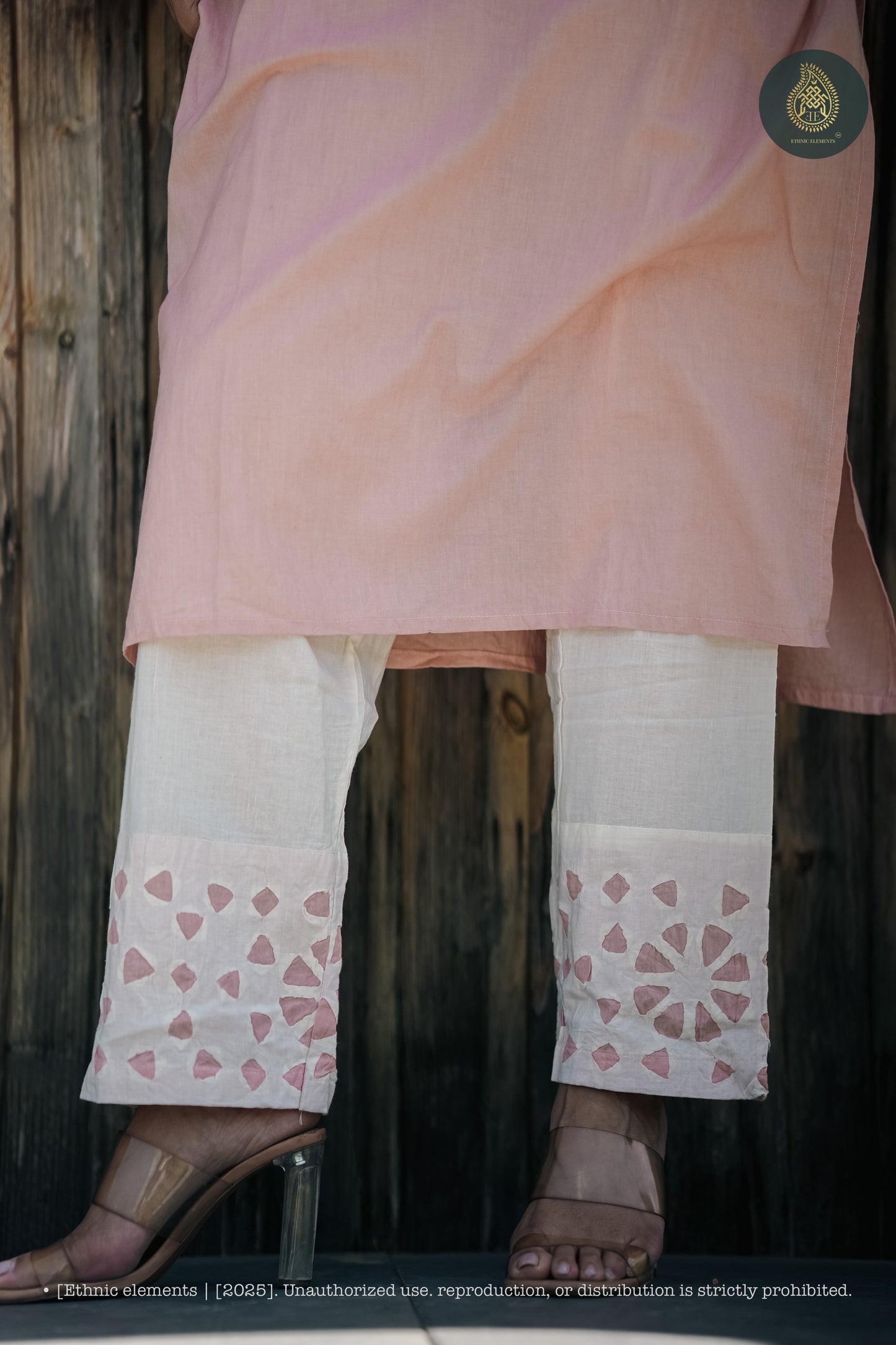 Stitched 2Pc Applique Suit Set - Meher Blush