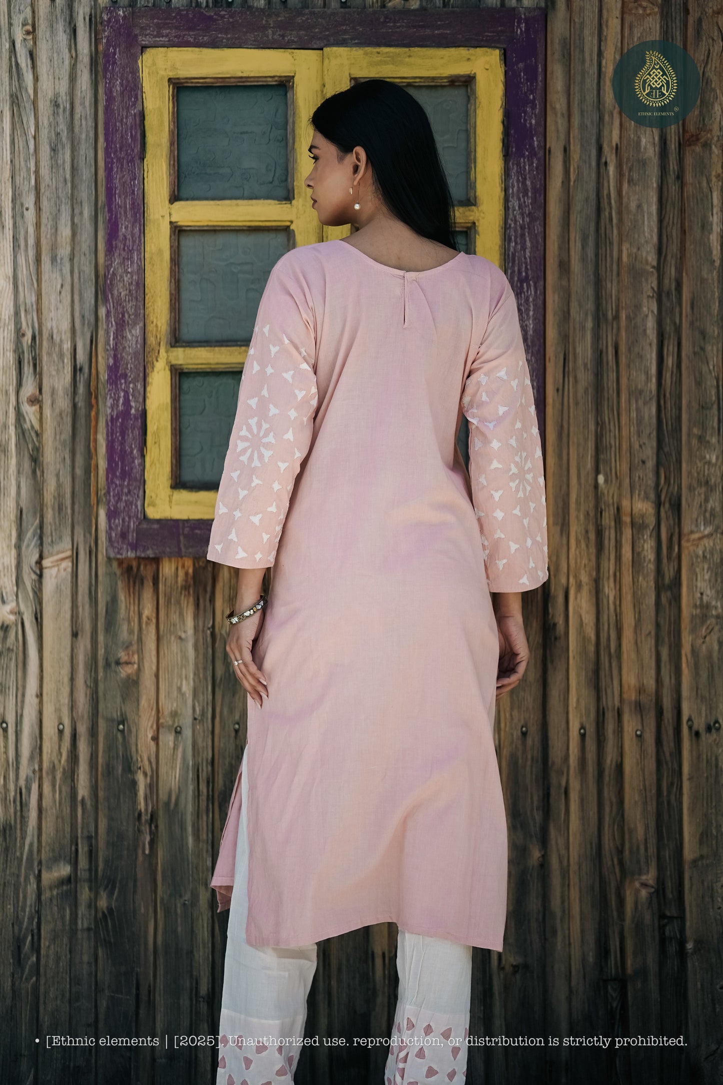 Stitched 2Pc Applique Suit Set - Meher Blush