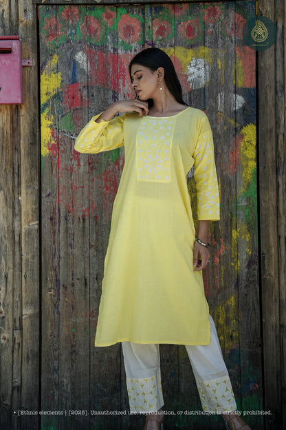 Stitched 2Pc Applique Suit Set - Meher Butter Cream