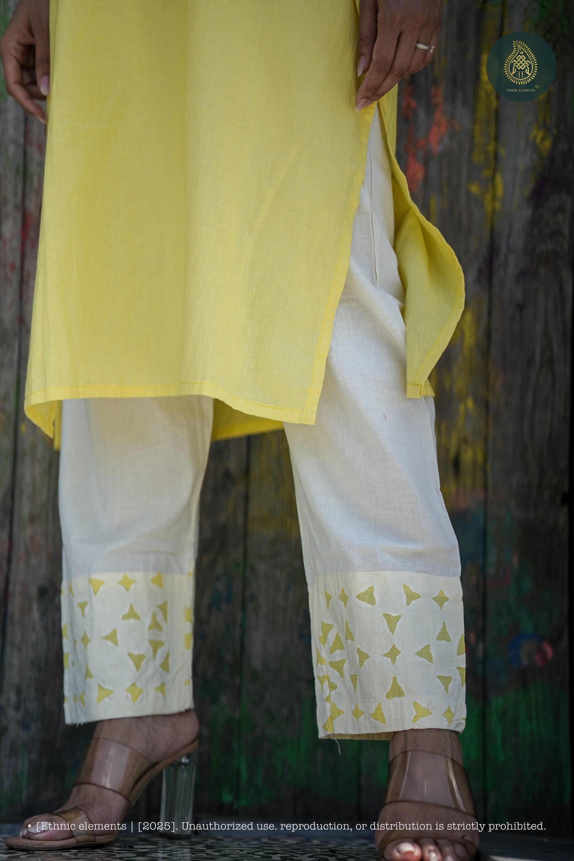Stitched 2Pc Applique Suit Set - Meher Butter Cream