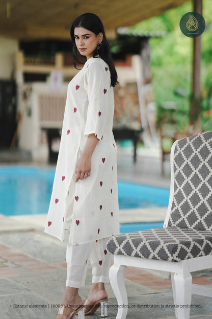 Stitched 2Pc Cotton Suit Set - Hearts & Hues