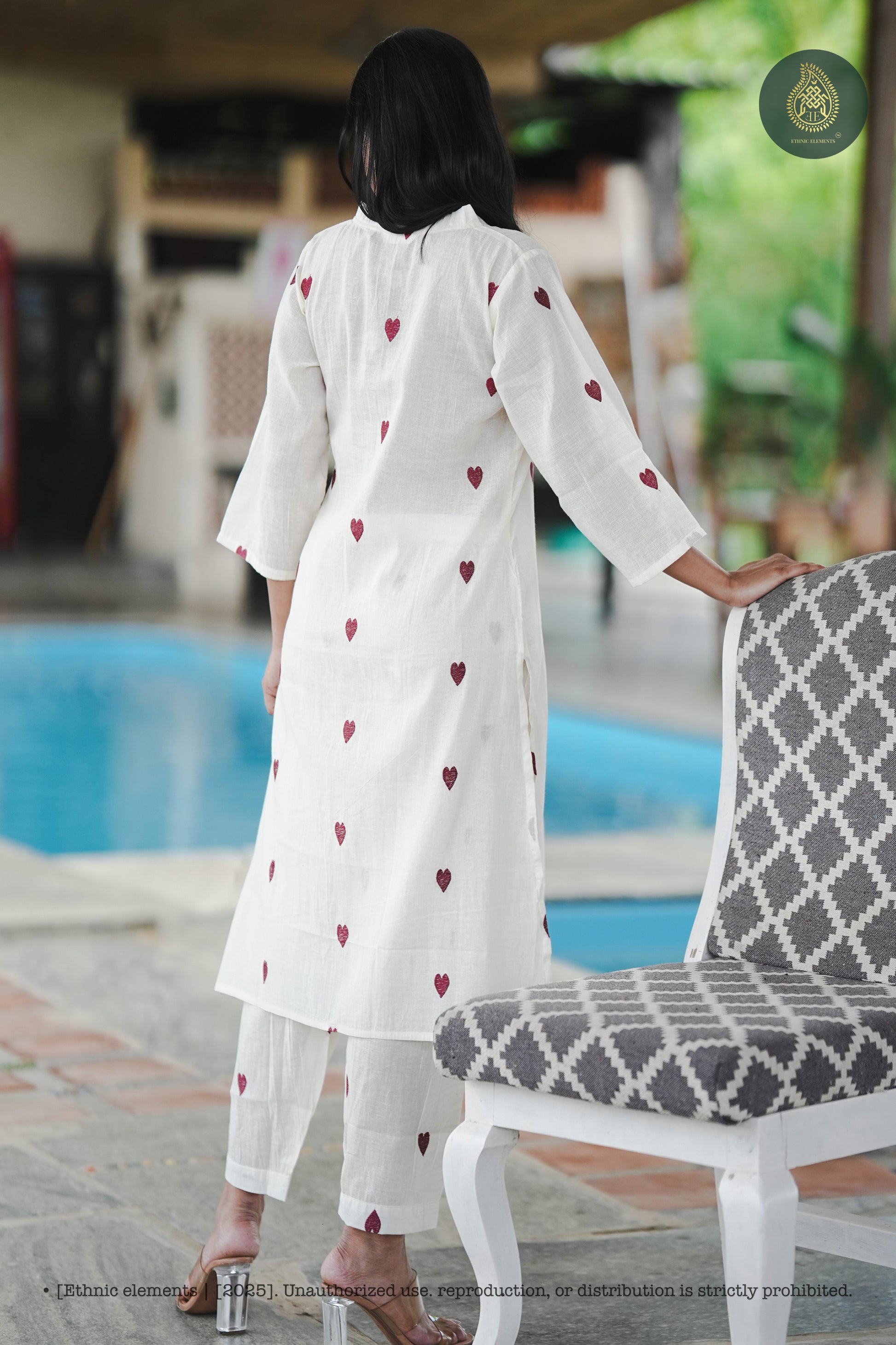 Stitched 2Pc Cotton Suit Set - Hearts & Hues