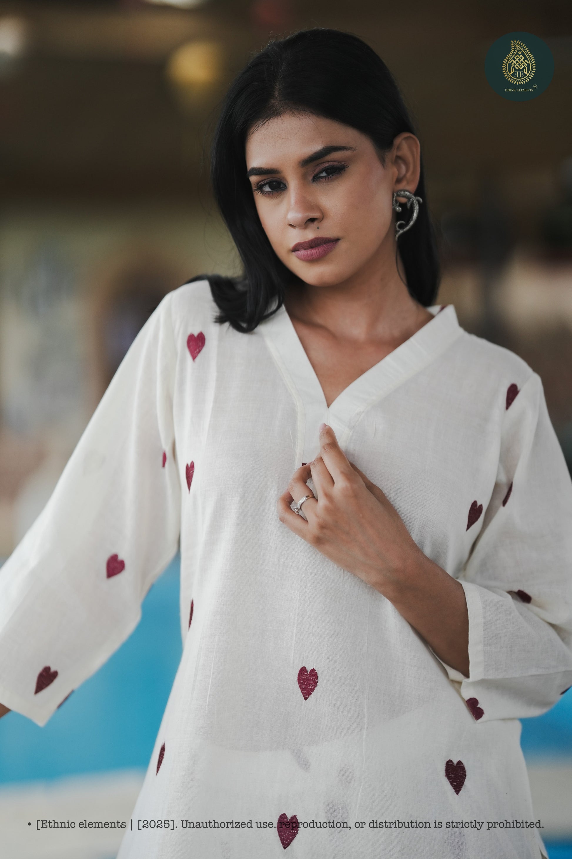 Stitched 2Pc Cotton Suit Set - Hearts & Hues