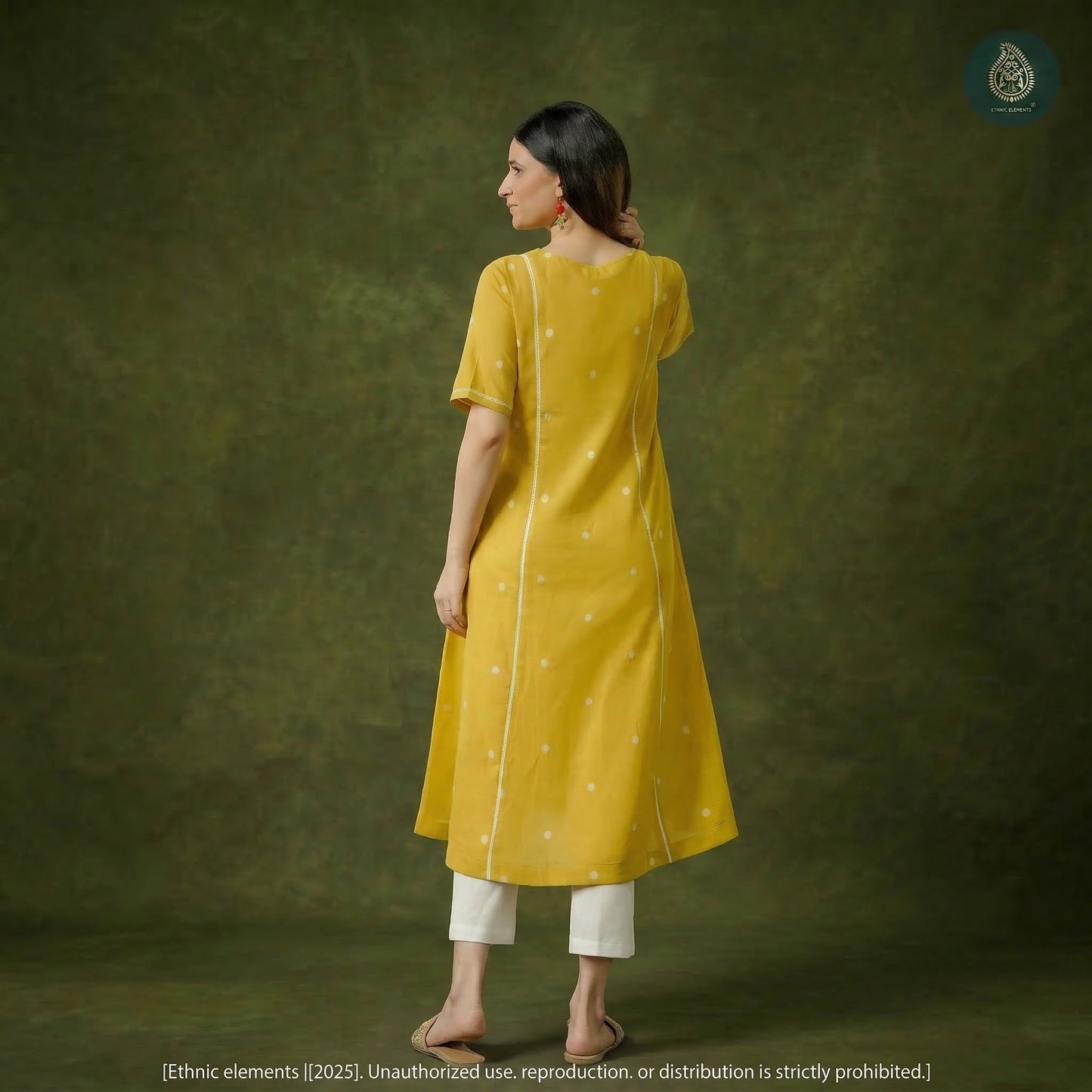 Haldi Dot Cord Set - Handloom Weaved Cotton 2Pc Set