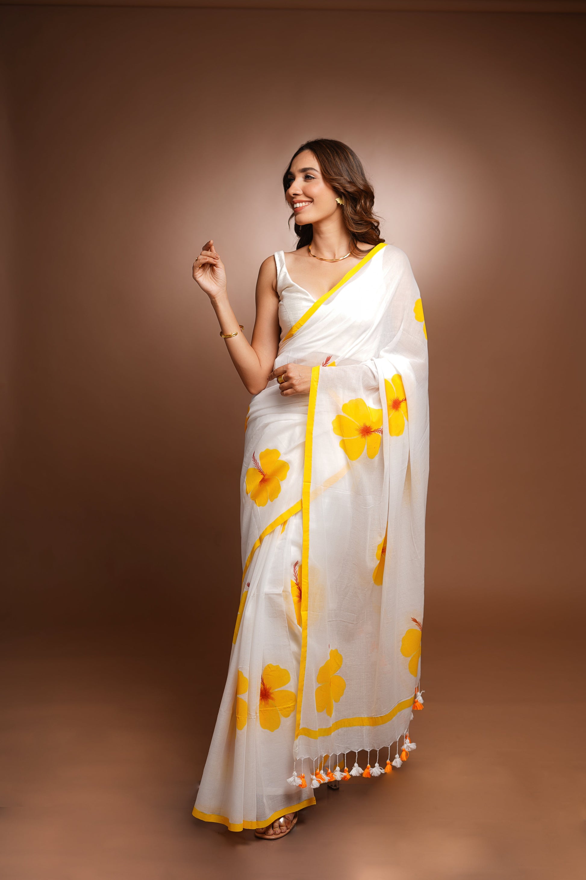Hand Painted Cotton Saree - Blissful