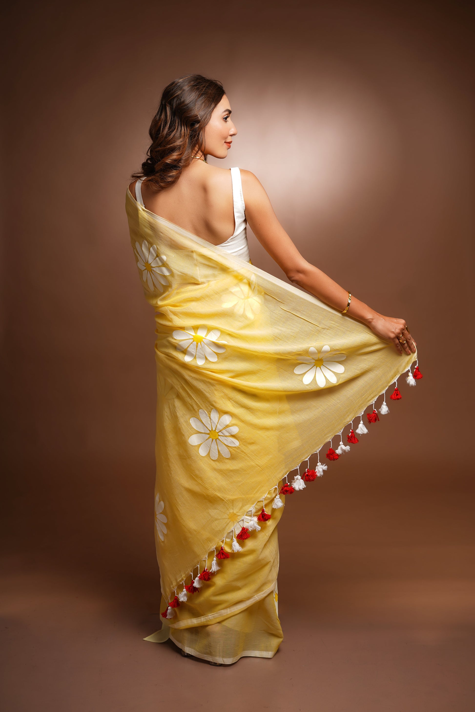 Hand Painted Cotton Saree - Heartbeat