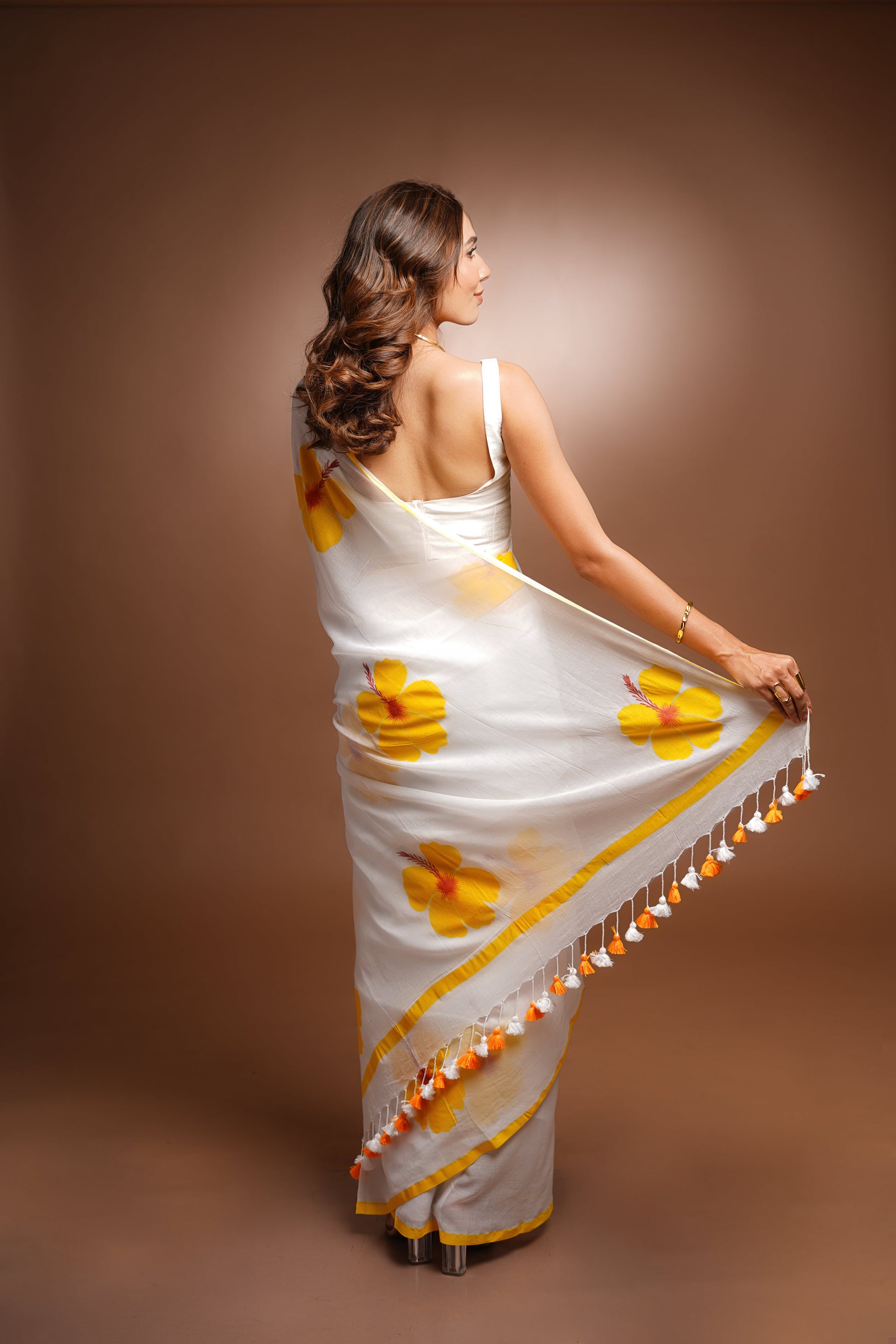 Hand Painted Cotton Saree - Blissful