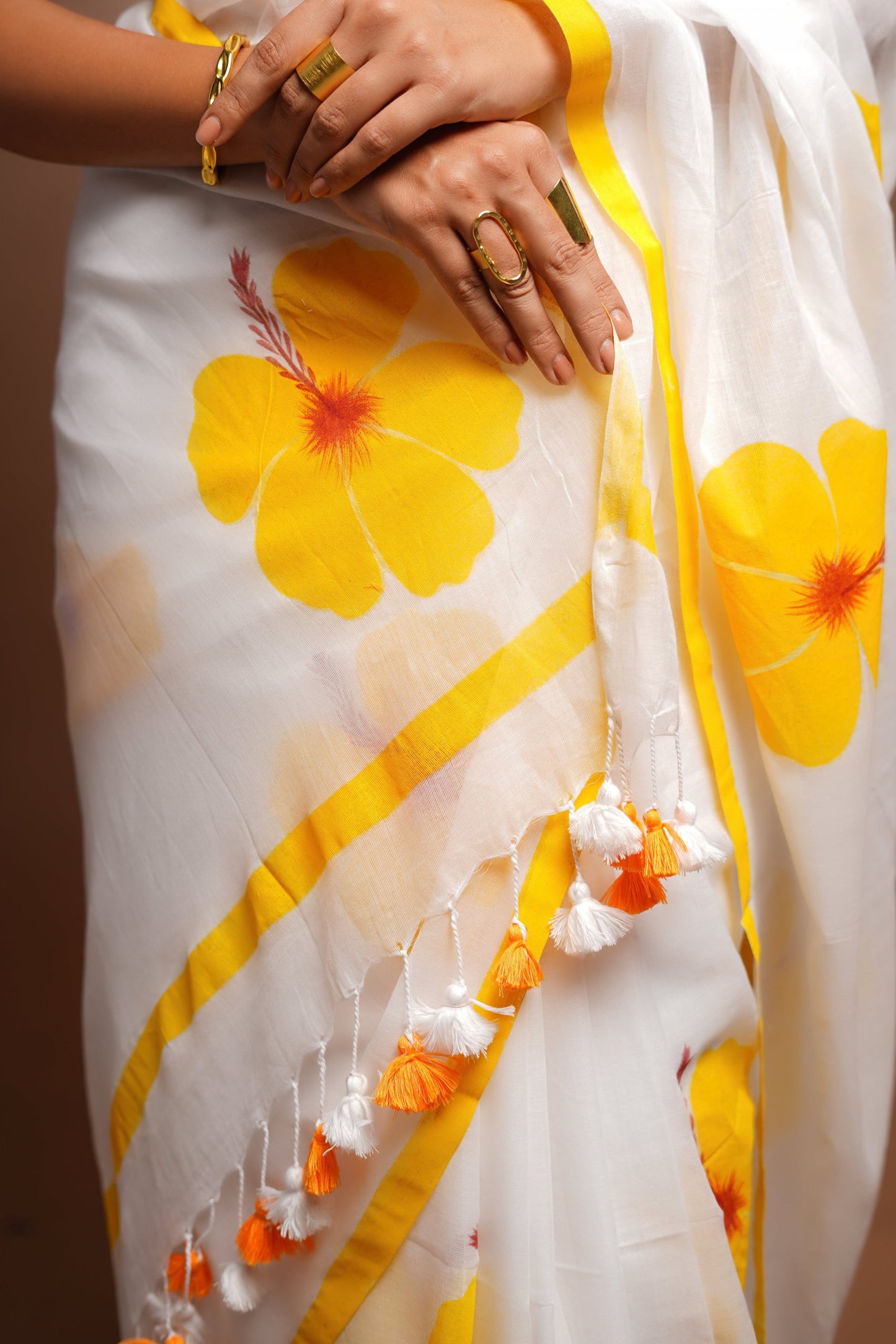 Hand Painted Cotton Saree - Blissful