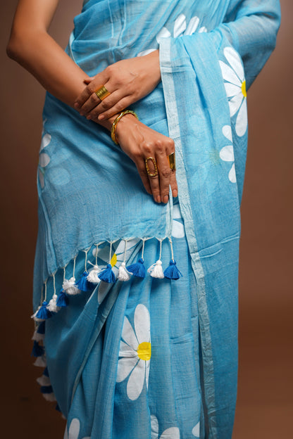Hand Painted Cotton Saree - Fearless