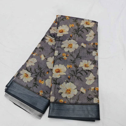 Floral patterned fabric on a white background with 'Ready Stock' tag.