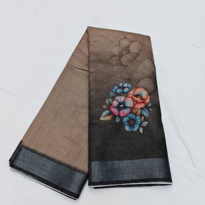 Floral embroidered fabric with a 'Ready Stock' label on a white background