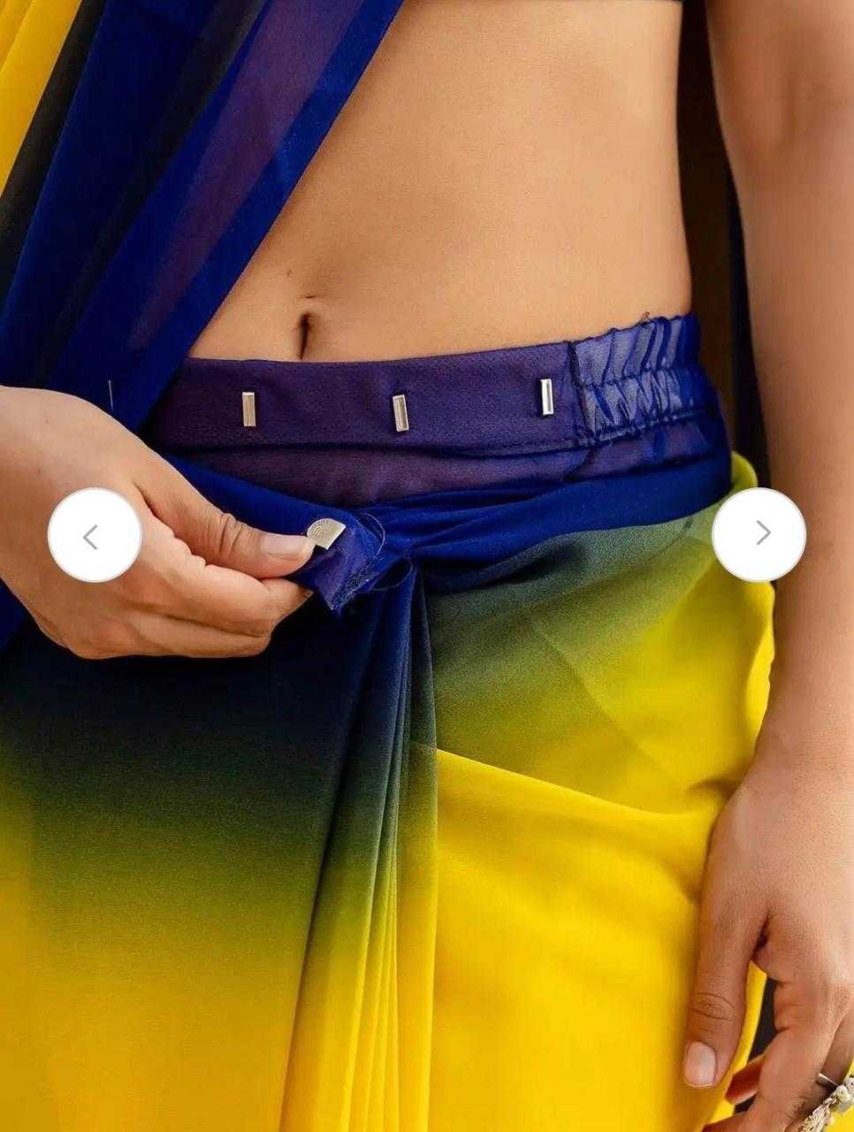 Person wearing a colorful outfit with a focus on the waist area.